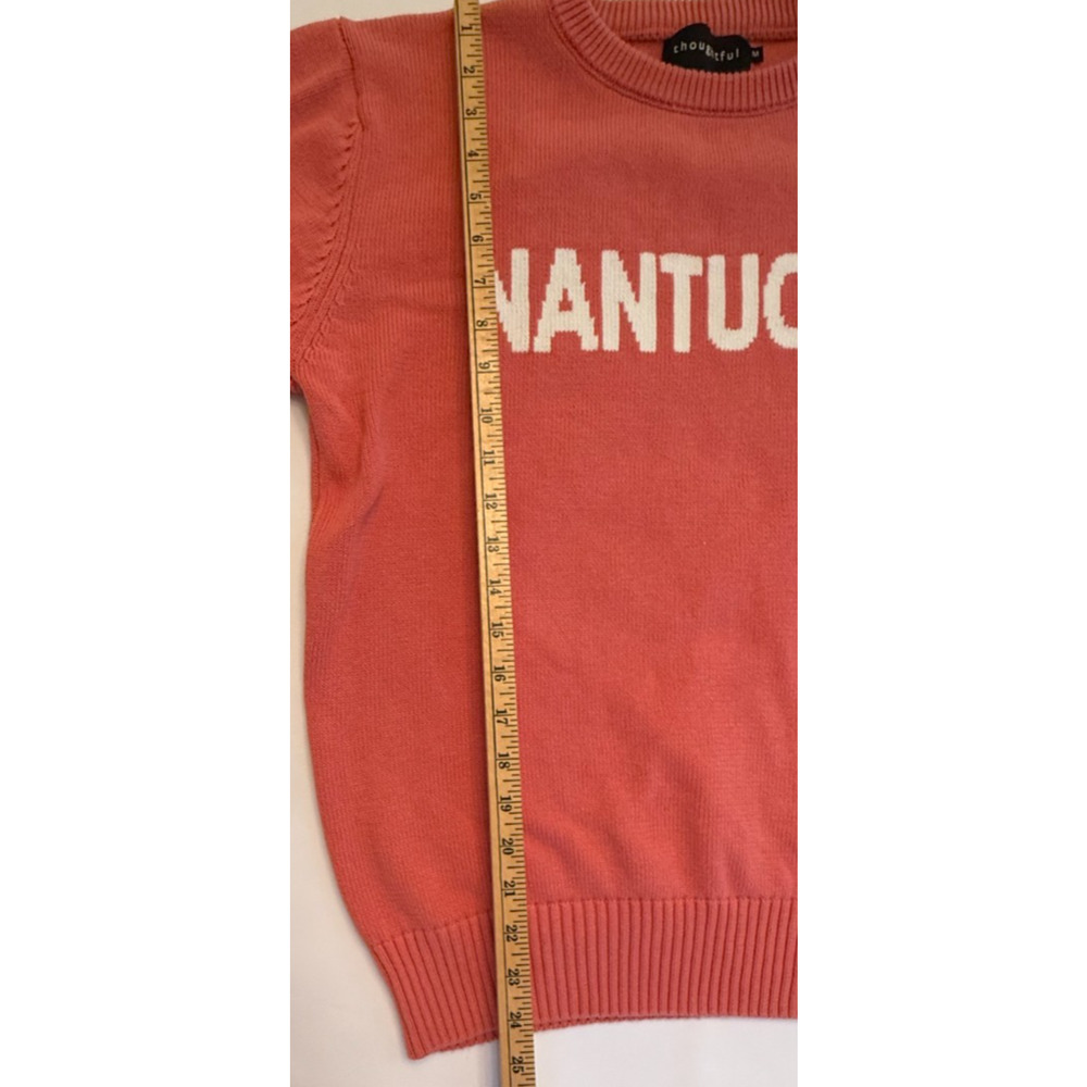 Nantucket Sweater Womens M Coral Cotton Crewneck Coastal Resort by Thoughtful - Picture 9 of 9